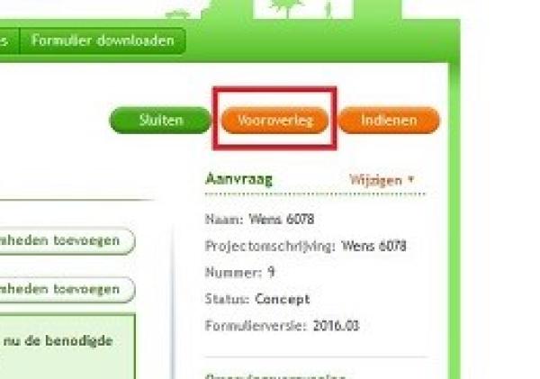 Knop vooroverleg op Omgevingsloket Online